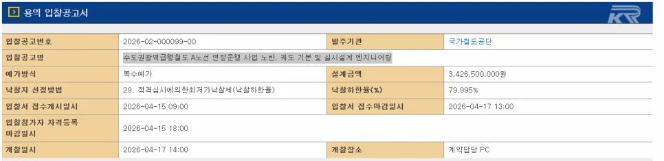 GTX-A 평택 지제역 연장 사업 입찰 결과 2026년 분석