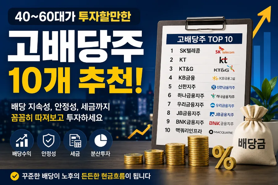 40~60대 고배당주 투자 전략 2026: 안정적 현금 흐름 만들기
