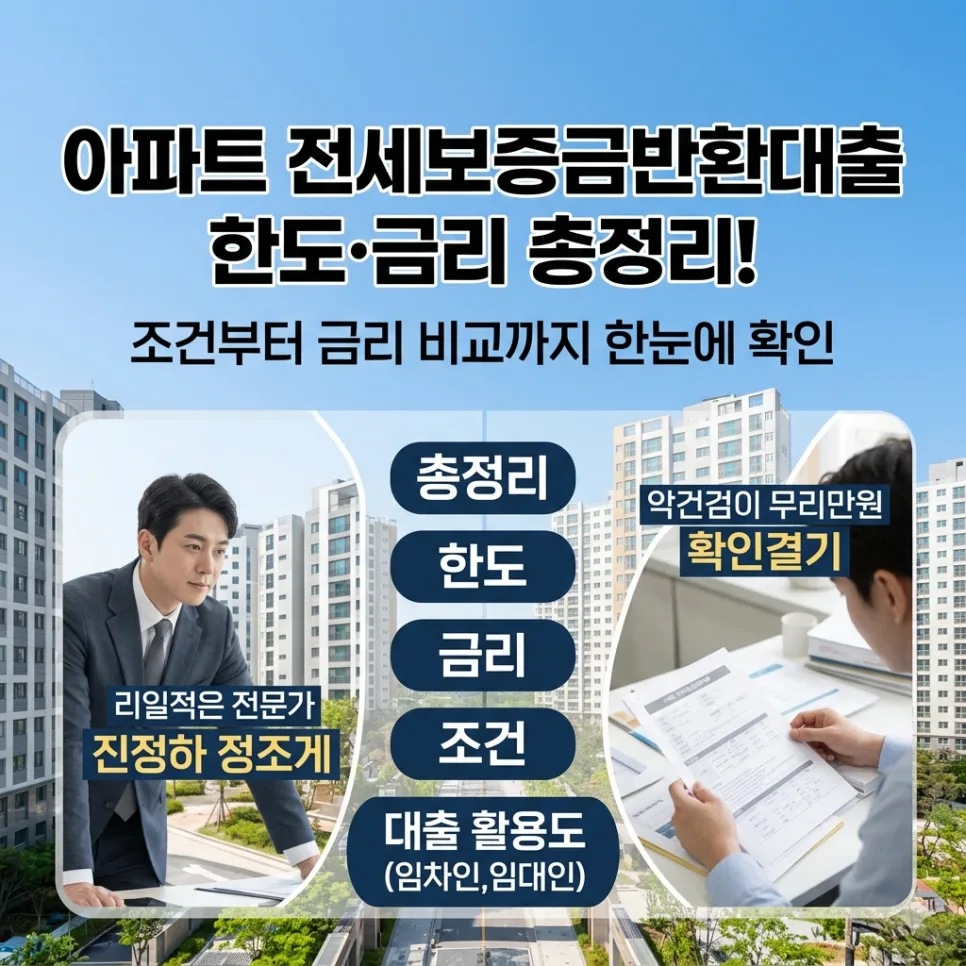 아파트 전세보증금반환대출 한도·금리 2026년 완벽 가이드
