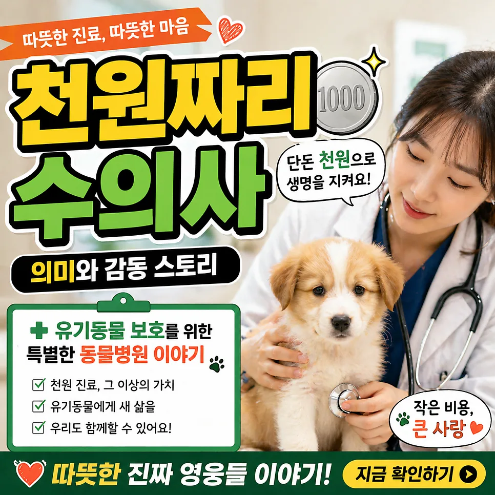 천원 수의사란? 유기동물 진료 비용과 조건 2026년 총정리