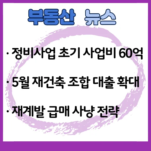 2026년 정비사업 초기 자금 60억 확대: 재건축 투자 전략