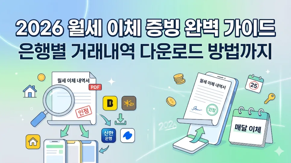 2026년 월세 세액공제 증빙: 은행별 거래내역 발급 완벽 가이드