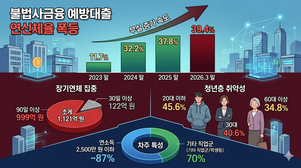 불법사금융 예방대출 연체율 40% 돌파, 서민금융 정책 진단 2026