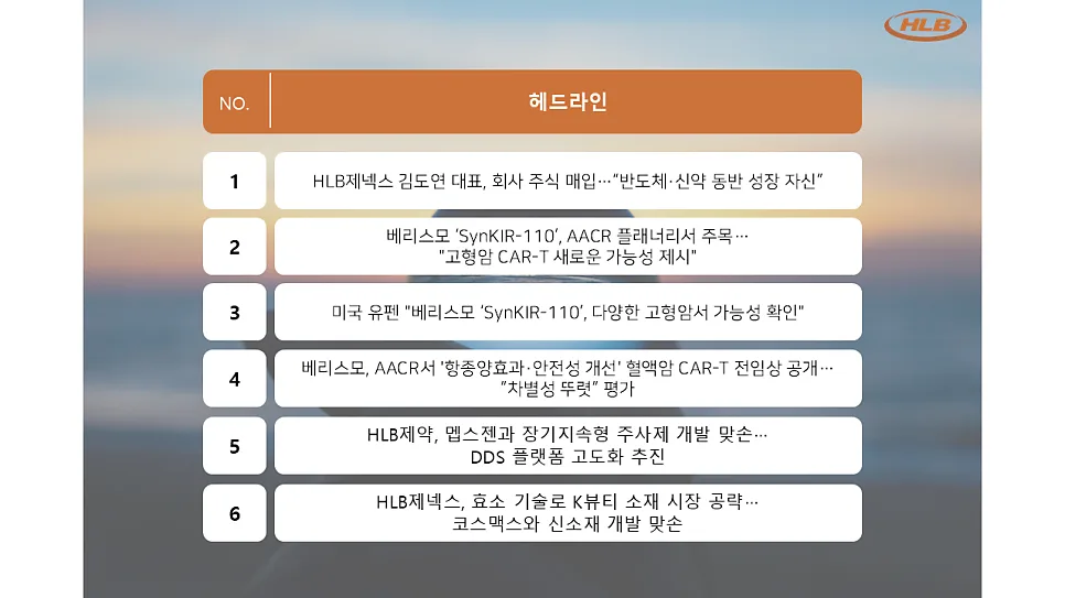 HLB그룹 2026년 4월, 김도연 대표 주식 매입과 CAR-T 임상 결과