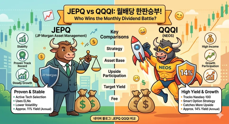 나스닥 고배당 ETF: JEPQ vs QQQI 2026년 비교 분석