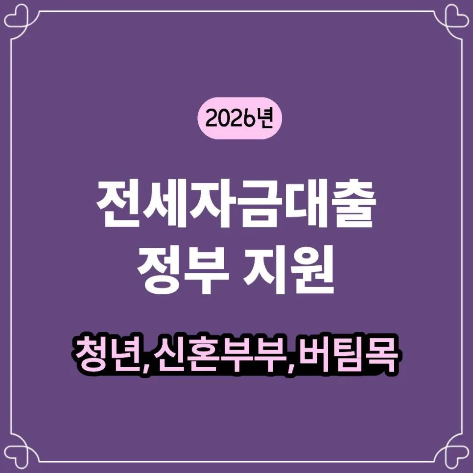 2026년 청년 전세자금대출, 정부 지원 조건과 한도 총정리