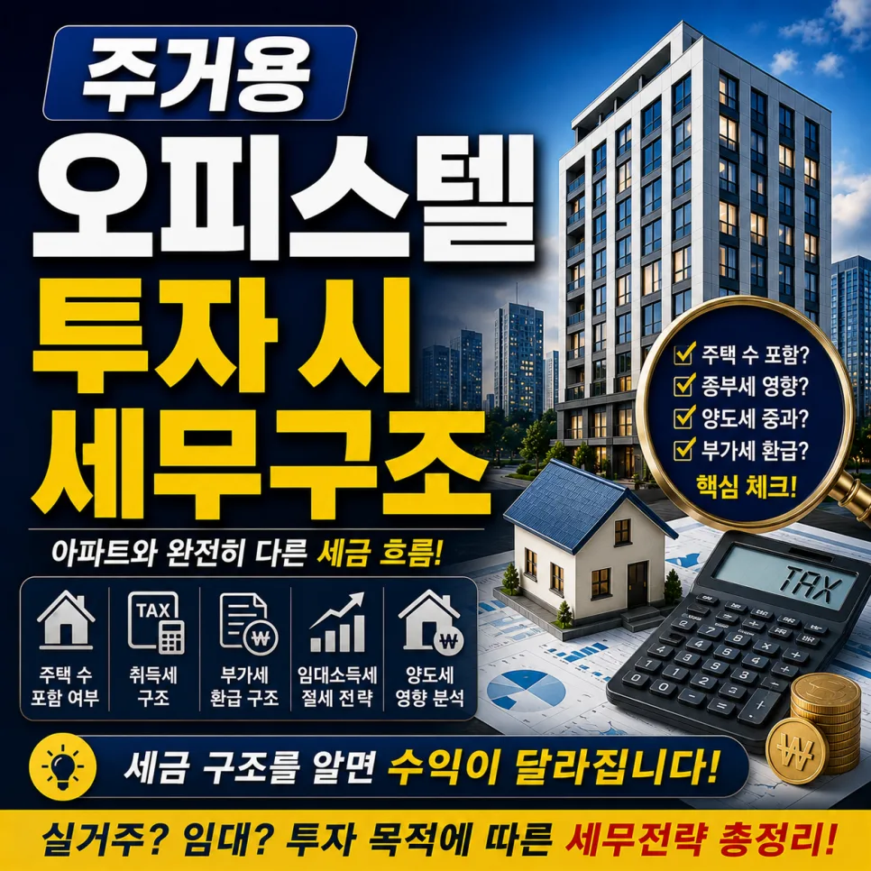 주거용 오피스텔 세금 구조 2026: 아파트와 다른 점 완벽 분석
